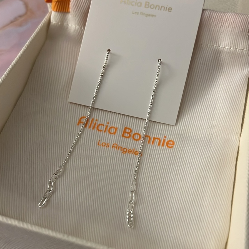 Alicia Bonnie Thread Earrings - Lydia Silver